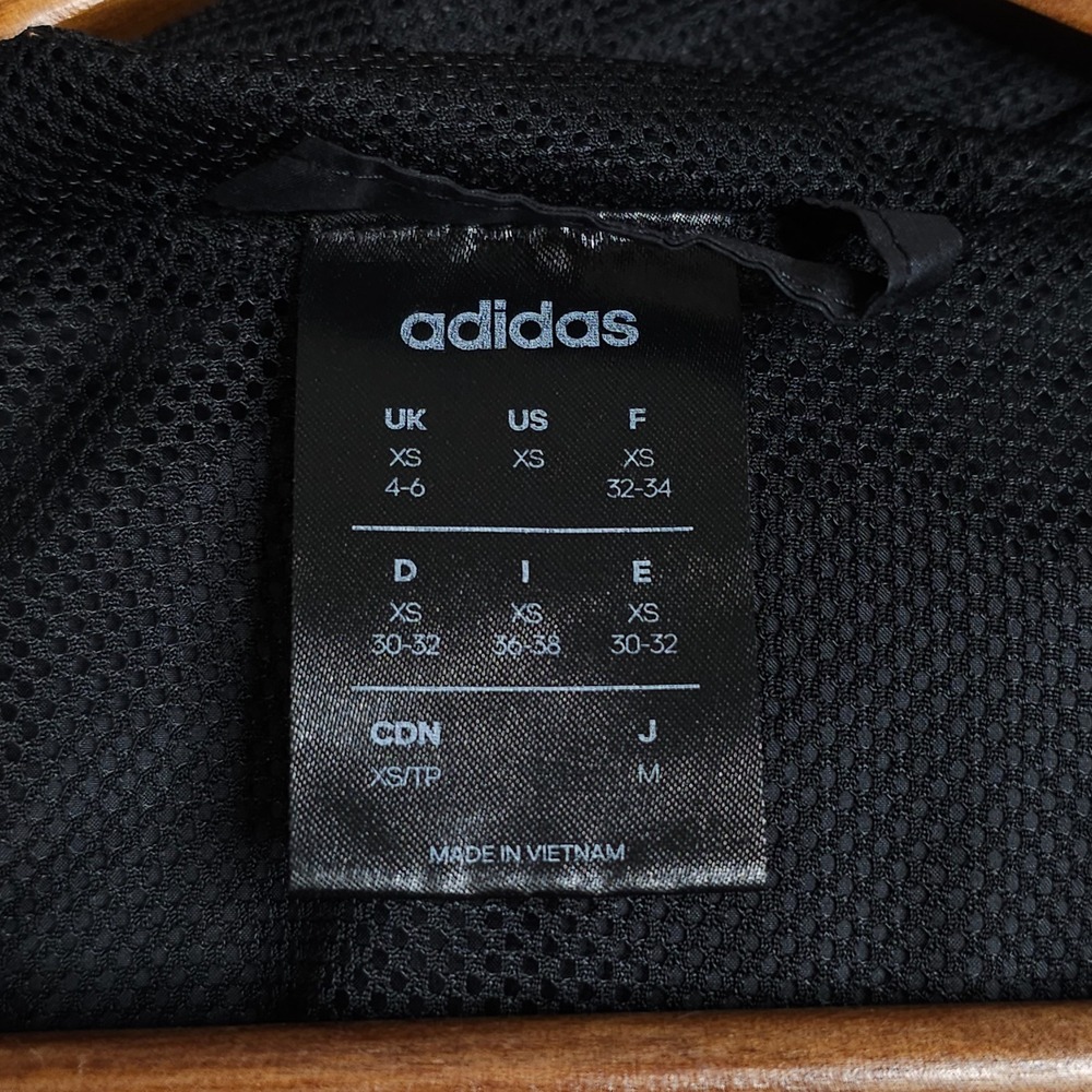 Adidas Linear Logo Windbreaker Jacket Womens XS Black Hooded Full Zip Running - Picture 7 of 10